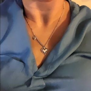 925 Sterling Silver Vintage Necklace For Women Heart Charm Elegant  Jewelry